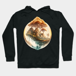 Mountains, Earth, and Tree in Isometric Globe: A Stunning View Hoodie